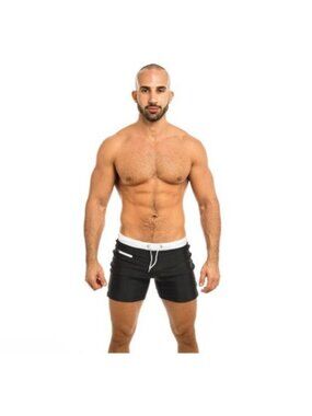 Taddlee Swimwear Surf Board Boxer Shorts Swim Trunks Long Sz L Black Drawstring